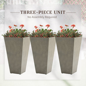English Elm Outsunny Set Of 3 Modern Tall Gray Planters With Drainage Holes - Stylish Indoor/Outdoor Pots! W2225P174508-GIGA