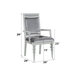 English Elm Maverick Elegant Fabric Side Chair with Rhinestone Inlays, Turned Legs & Padded Seat for Dining Silver 43 L x 23 W x 18 H B2726P269247