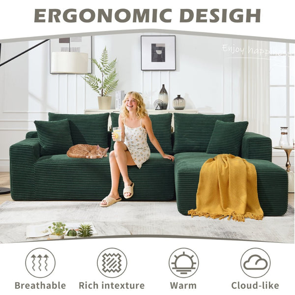 English Elm Modular Cloud Sectional with Oversized Chaise Memory Foam Fill for Living Rooms W3224S00005