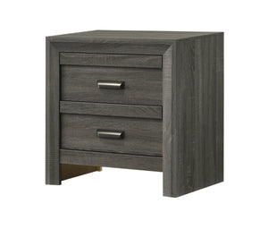 English Elm 1pc Two-Drawer Nightstand with Wood Grain Finish, Compact Modern Bedroom Storage Accent Table, 21.6x16.4x23.7" Gray 25.94 L x 18.19 W x 27.67 H B011P368149