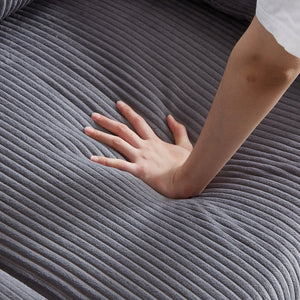 English Elm MH'' MH' 64.5 Inch Sleeper Sofa Bed with Corduroy Upholstery, Sturdy Wood & Iron Frame, 3-in-1 Convertible Comfort Grey W1193S00126