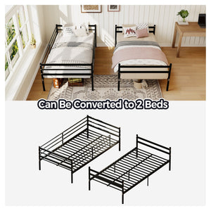 English Elm Bunk Bed Twin Over Heavy Duty Iron Frame with Guardrail for Teens and Adults W3752P464299