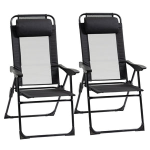English Elm Outsunny Folding Patio Chairs Set Of 2, Adjustable Sling Back Outdoor Chairs For Comfort & Versatility W2225P200724-GIGA