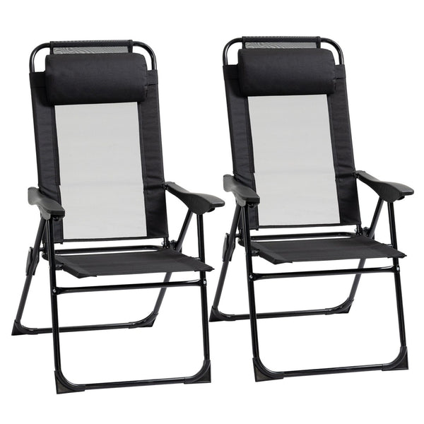 English Elm Outsunny Folding Patio Chairs Set Of 2, Adjustable Sling Back Outdoor Chairs For Comfort & Versatility W2225P200724-GIGA
