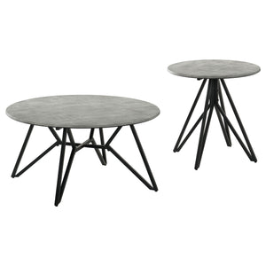 English Elm Garfield Cement 2-Piece Round SmartTop Table Set — Sculptural Loft Coffee & End Tables, Durable Finish B062S01364