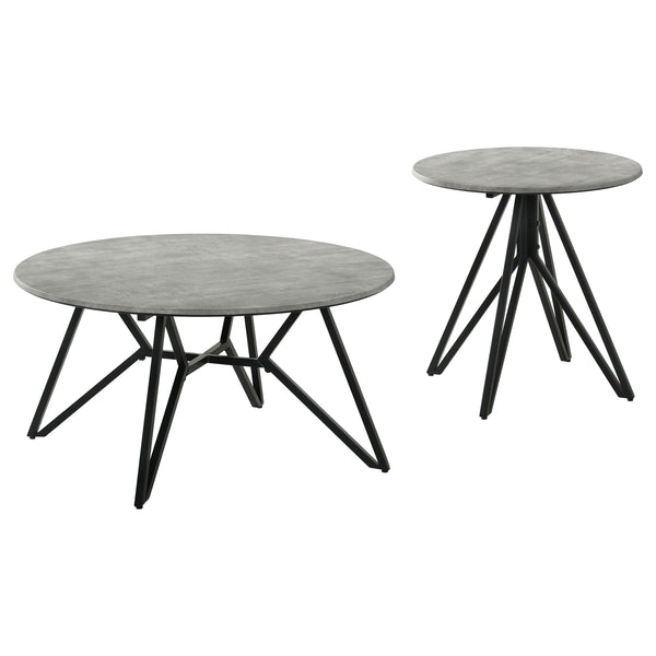 English Elm Garfield Cement 2-Piece Round SmartTop Table Set — Sculptural Loft Coffee & End Tables, Durable Finish B062S01364