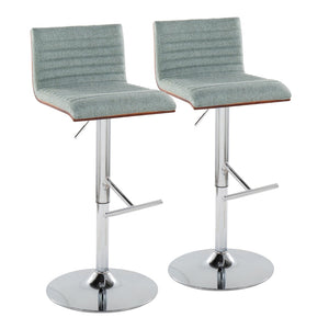 English Elm Contemporary Swivel Barstools with Tufted Seat Chrome Base Wood Back Set of 2 B202S00980