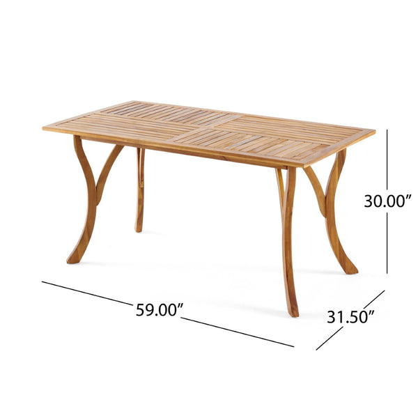 English Elm Outdoor Acacia Wood Dining Set Seats Six with Wicker Chairs and Teak Finish Patio Table N773OD00137B