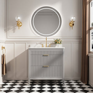 English Elm Fully Assembled 36'' Grey Bathroom Vanity With Engineered Marble Top & Dual Handle Sets For Style W1826P308975