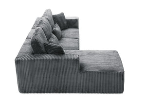 English Elm 107.5 Inch Modular Corduroy Sectional Deep Seat Cloud Sofa for Modern Living Rooms W2564S00120