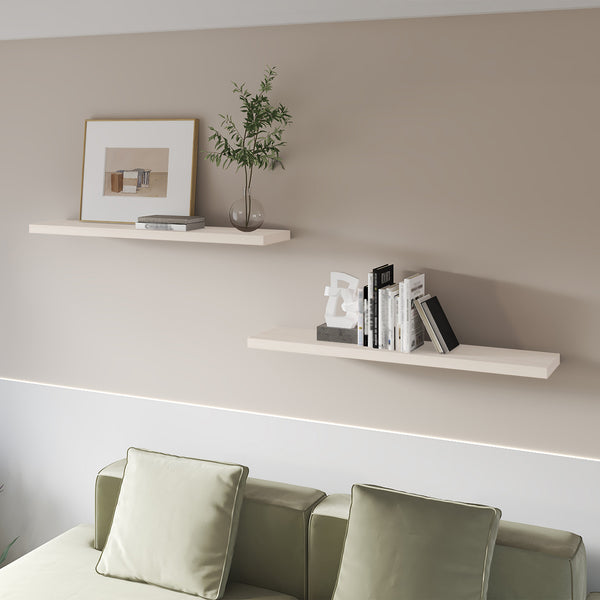 English Elm White White Washed Oak Floating Shelf 47.3" x 9.8" Melamine Set of 1 Rustic Modern Hidden Mount Durable Elegance B062P380038