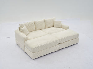 English Elm Modern Sectional Couch - Cozy 2-Piece Corduroy Slipcovers With Throw Pillows For Stylish Living Spaces W2915S00030