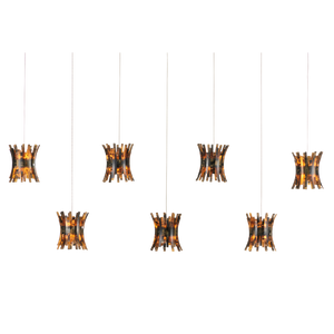 Alsop Rectangular Multi-Drop Pendant Light – Bohemian Chic Design with Tortoise Shell Inspired Shades