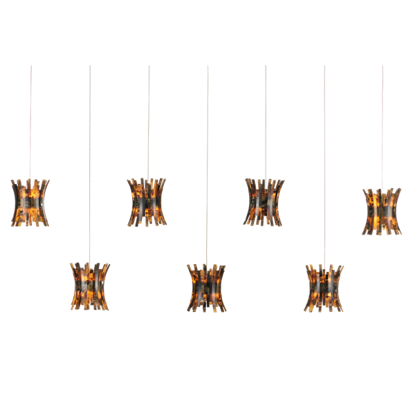 Alsop Rectangular Multi-Drop Pendant Light – Bohemian Chic Design with Tortoise Shell Inspired Shades