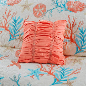 English Elm 6 Pebble Beach Cotton Sateen Quilt Set Full/Queen with Embroidered Coastal Pillows, OEKO‑TEX Certified Coral 22.83 L x 18.11 W x 12.2 H B03597452