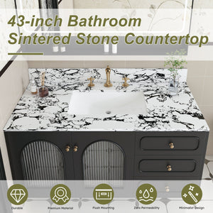 English Elm 43"X22" Bathroom Vanity Top With Undermount Sink & Backsplash - Panda White Artificial Marble Elegance W509P362108