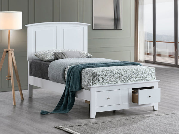English Elm Hammond Farmhouse Twin Storage Bed with Panel Headboard and Two Under Drawer White B078S00682