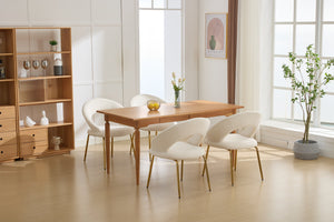 English Elm 061-Set Of 1 Elegant White Velvet Dining Chair With Curved Backrest & Luxe Gold Metal Legs For Style W527P255475