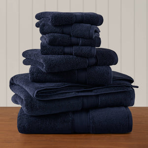 JLA Home Madison Park Signature - Ultra-Soft Spa-Quality 100% Long-Staple Cotton Towels, 800GSM Plush Absorbency & Antimicrobial Care Dark Navy MPS73-540