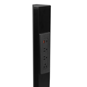 OSP Home Furnishings Power Anywhere Station Slim Metal Tower with 3 Ac Outlets and Usb Ports for Any Room Black PAS311-36BK