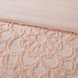 Madison Park Laetitia Shabby Chic 3-Piece Tufted Cotton Chenille Medallion Duvet Cover Set MP12-5980 Blush