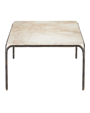 Currey & Company Crema Cocktail Table: Industrial Elegance With Artisanal Craftsmanship & Unique Fold-down Design Natural Marble ,Iron 4000-0220-currey-company