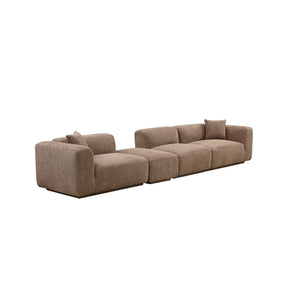 English Elm Modern Minimalist Polyester Sectional Sofa with Ottoman for Open Concept Living Spaces Camel W2085S00098