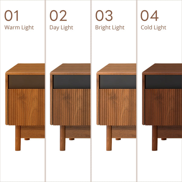 English Elm 78inch TV Stand Walnut for up to 85" TVs — Fluted Glass Drawers, Cable Management, Solid-Wood Legs PMID N710P362197P