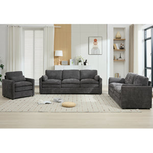 English Elm Cozy Upholstered Sofa Set - Cloud-Like Comfort With Deep Cushions & Stylish Grey Chenille Design N719S001920E