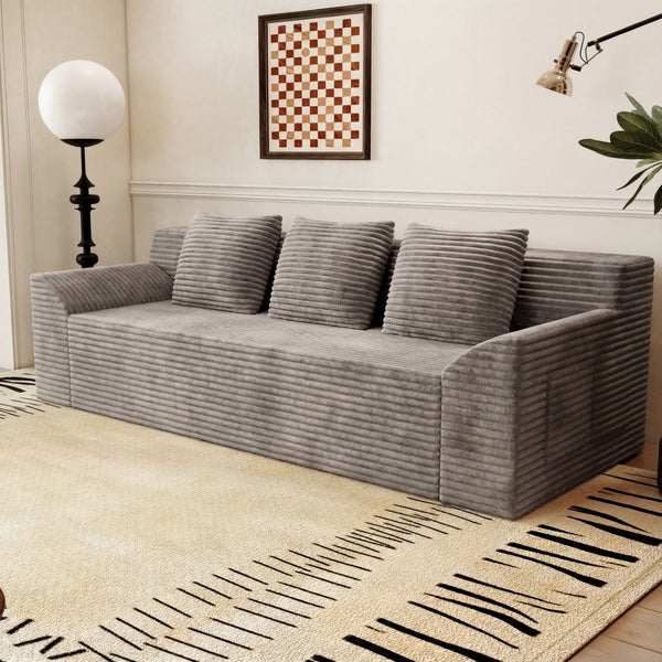 English Elm 71" Corduroy Tufted Loveseat with Deep Seat and Curved Back for Compact Living Spaces Camel W5571P440918
