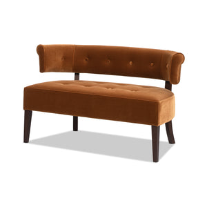 English Elm Jennifer Taylor Home - Jared Mid-Century Tufted Bench Settee in Performance Velvet — Kiln-Dried Frame, Plush Supportive Seating Burnt Orange B2719P355286