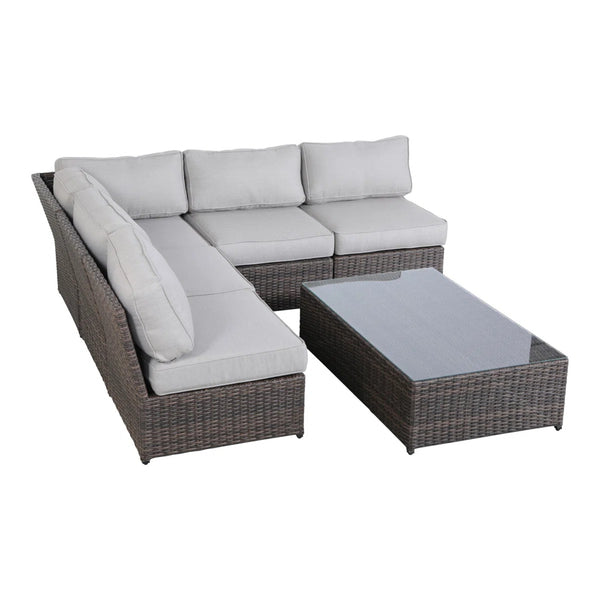 English Elm Fully Assembled 6-Piece Rattan Sofa Set With Weather-Resistant Cushions For Ultimate Outdoor Comfort B120S00131