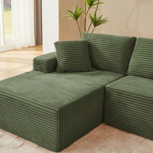English Elm L-shaped Corduroy Sectional with Deep Cloud Seating for Living Room or Studio W2339S00121