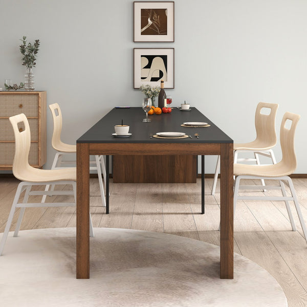English Elm Modern Extendable Dining Table with Built-In Outlet, USB Ports & Storage, Space-Saving Console to 118" Walnut+black W331S00190