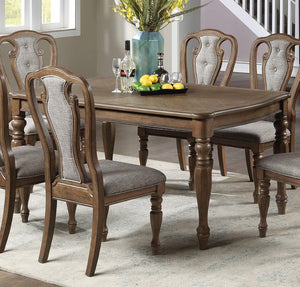 English Elm Transitional Two-tone Rectangular Dining Table Seats Six with Carved Leg Detail Oak B011P222857