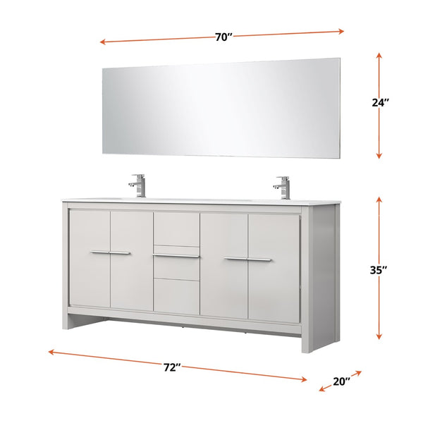 English Elm White Double Bath Vanity Set With White Quartz Top, Chrome Faucet & 70" Mirror - Stylish Storage Solution B2731S01753-GIGA