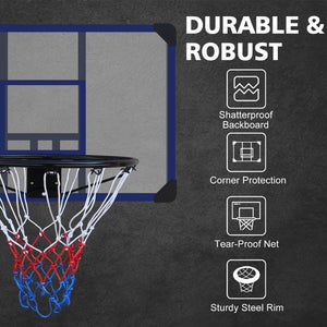 English Elm Wall-mounted Basketball Hoop Shatterproof Backboard Folding Rim All-weather Net W1408P272360