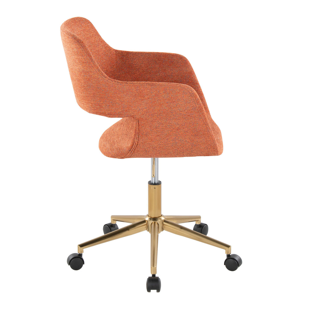 English Elm Margarite Contemporary Task Chair In Bold Orange Fabric & Gold Metal Base For Stylish Comfort B202P223906