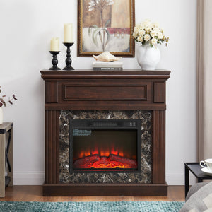 English Elm Electric Fireplace With Elegant Cherry Mantel, Adjustable Flame, Remote Control & Timed Heating Solutions W1758S00030