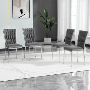 English Elm Modern Velvet Upholstered Dining Chairs Set of 2 with Electroplated Legs for Kitchen Dark Gray W210P301598