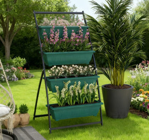 English Elm Outdoor Four Tier Vertical Garden Planter Steel Frame Raised Bed for Patio Balcony T3971P422054