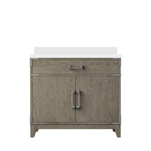 English Elm Grey Oak Single Bath Vanity With Cultured Marble Top – Stylish Storage, Soft-Close Hinges, 36" W B2731P259789