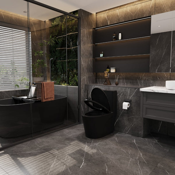 English Elm 1.1/1.6 Gpf Matte Black One-piece Toilet Ada Comfort Height Dual Flush Elongated Bowl T5287P464563