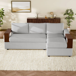 English Elm Christopher Knight Home® - 87.4" Sectional Sofa with Chaise, Chenille Upholstery, Reversible Armrests & Hidden Storage for Cozy Living Gray N763S000010E