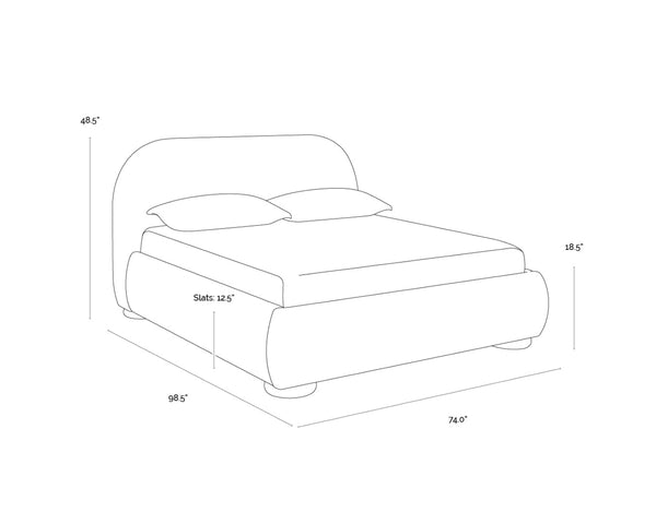 Sunpan MARIN Bed - Queen Size - Plush Kona Camel Upholstered Design with Curved Headboard & Oak Legs 111986