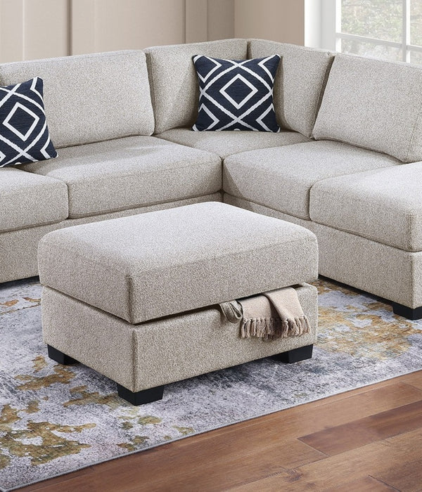 English Elm 3-Piece Boucle Sectional Sofa with Reversible Chaise, Built-In Shelf & Storage Ottoman for Living Rooms Beige 34 L x 26 W x 46 H B011S01778