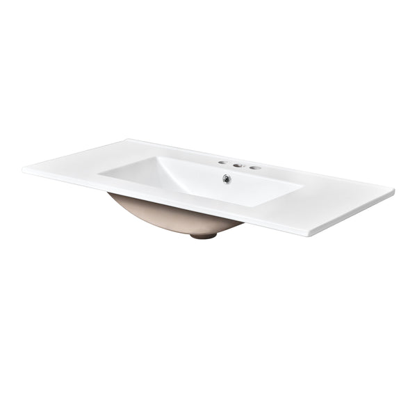 English Elm 36'' Modern Bathroom Vanity With Ceramic Sink, 2 Smooth-Glide Drawers & Tip-Out Compartment, Grey Finish N710P230246E