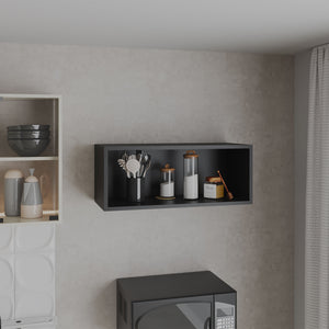 English Elm Wall Engineered Wood Cabinet with Single Door and Two Shelves for Kitchen Storage, Modern Durable Design Black 31.1 L x 14.17 W x 4.33 H B097P250900