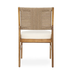 English Elm 7-piece Outdoor Acacia Wood Dining Set with Handwoven Wicker Chairs and Weather-resistant Cushions N773OD00128B