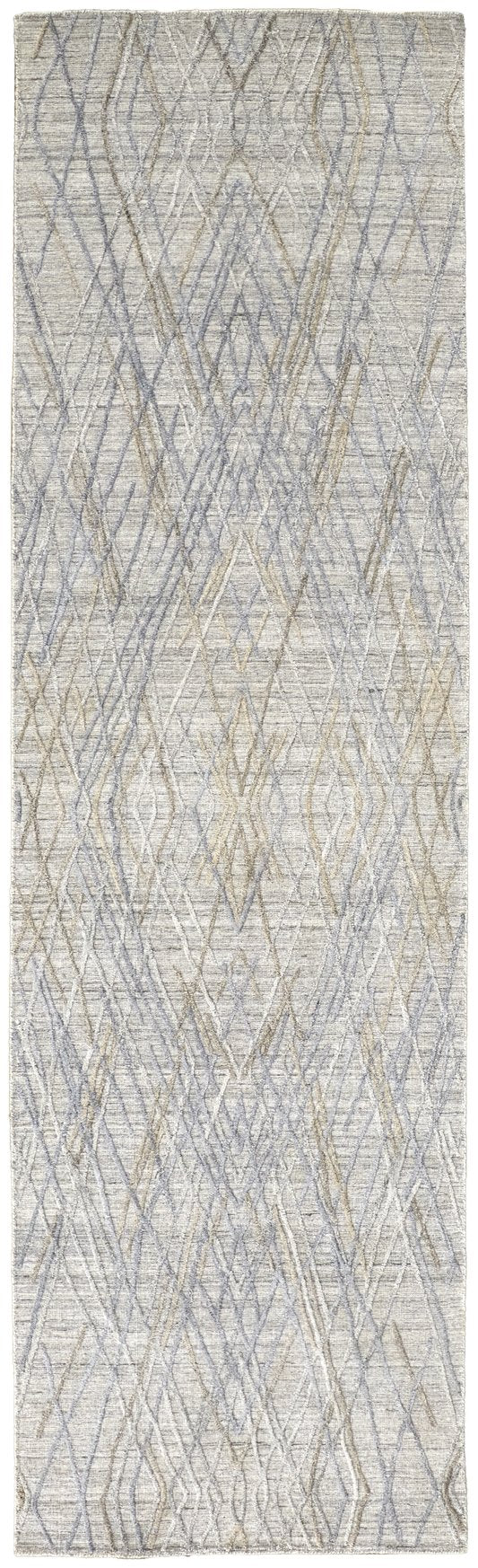 Feizy Rugs Elias Handwoven Abstract Diamond Area Rug In Luxurious Viscose And Wool For Elegant Home Decor Gray,Blue Viscose,Wool Els6589fslv000i29